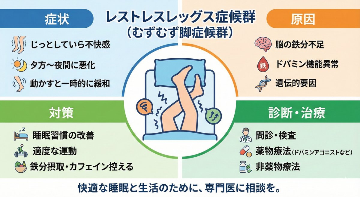 夜になると脚がむずむずして不快/寝つきが悪い