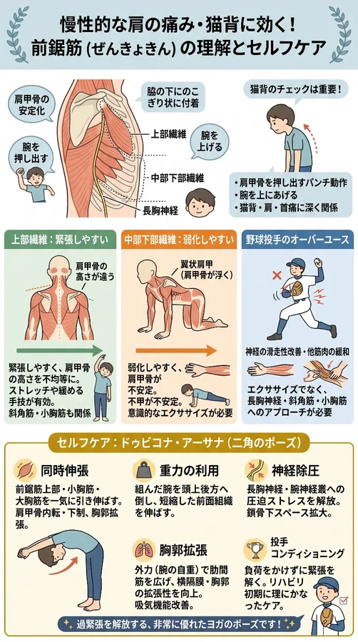 慢性的な肩の痛みや猫背に関係する前鋸筋